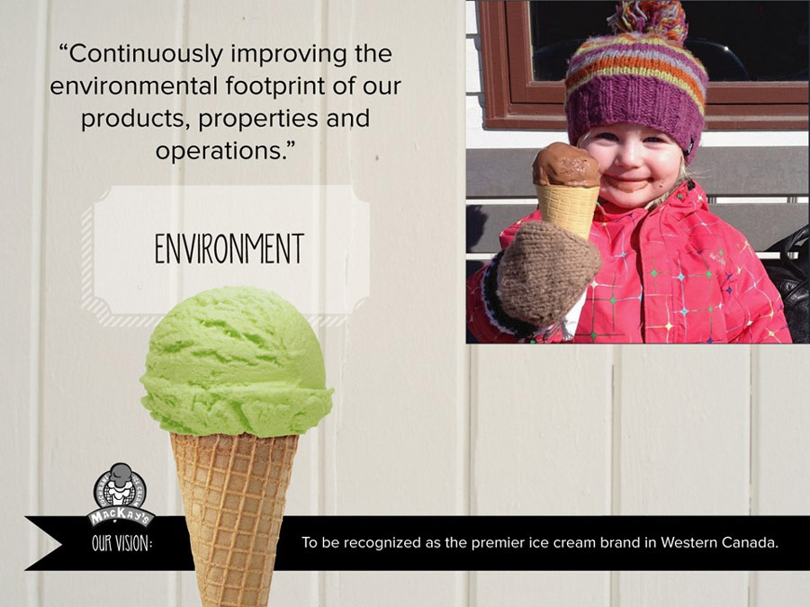 Environmental concerns are important to Mackay's Ice Cream in Cochrane, Alberta.